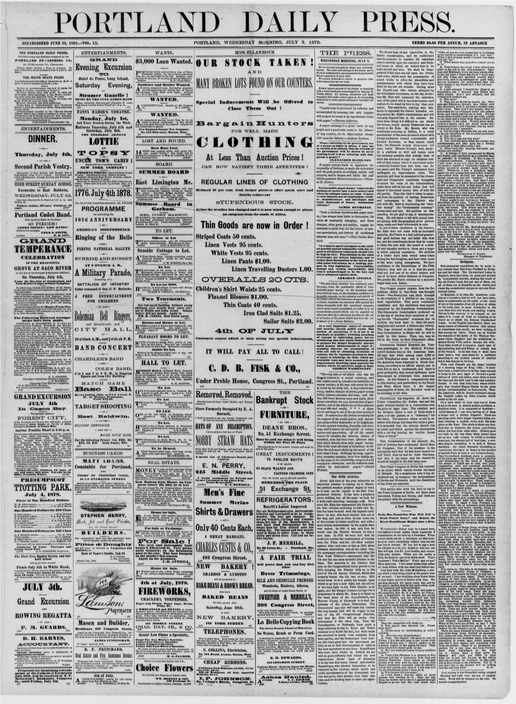 Portland Daily Press: July 3, 1878