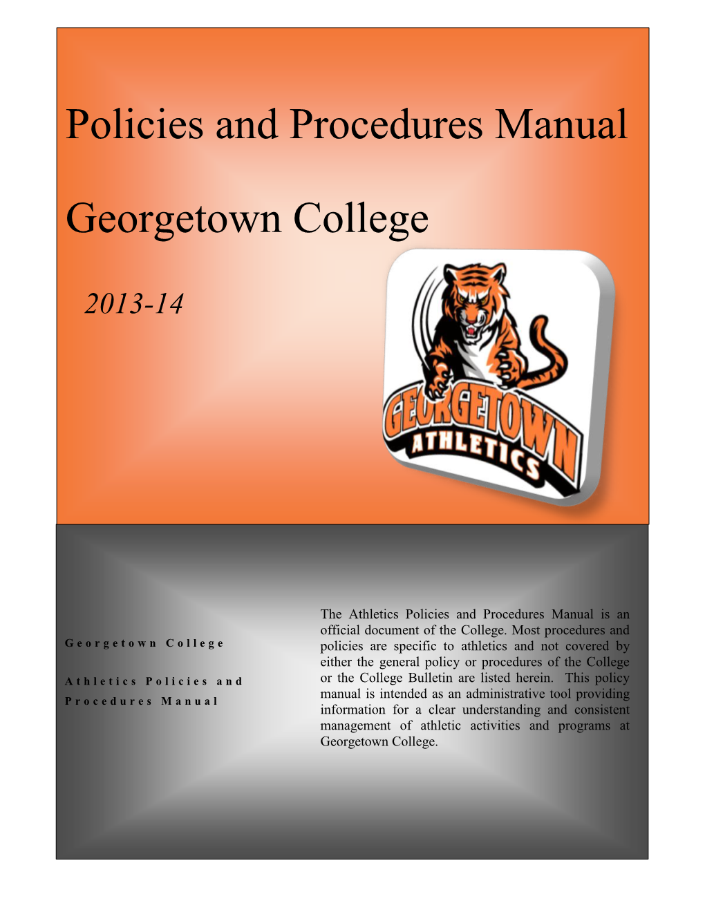 Policies and Procedures Manual Georgetown College