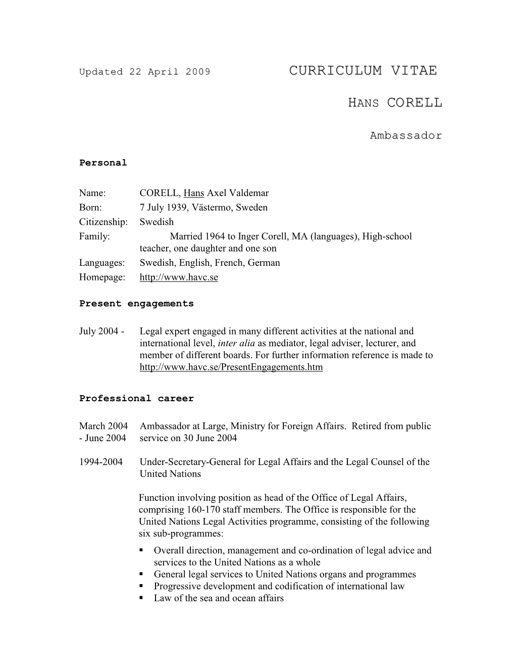 Curriculum Vitae Corell