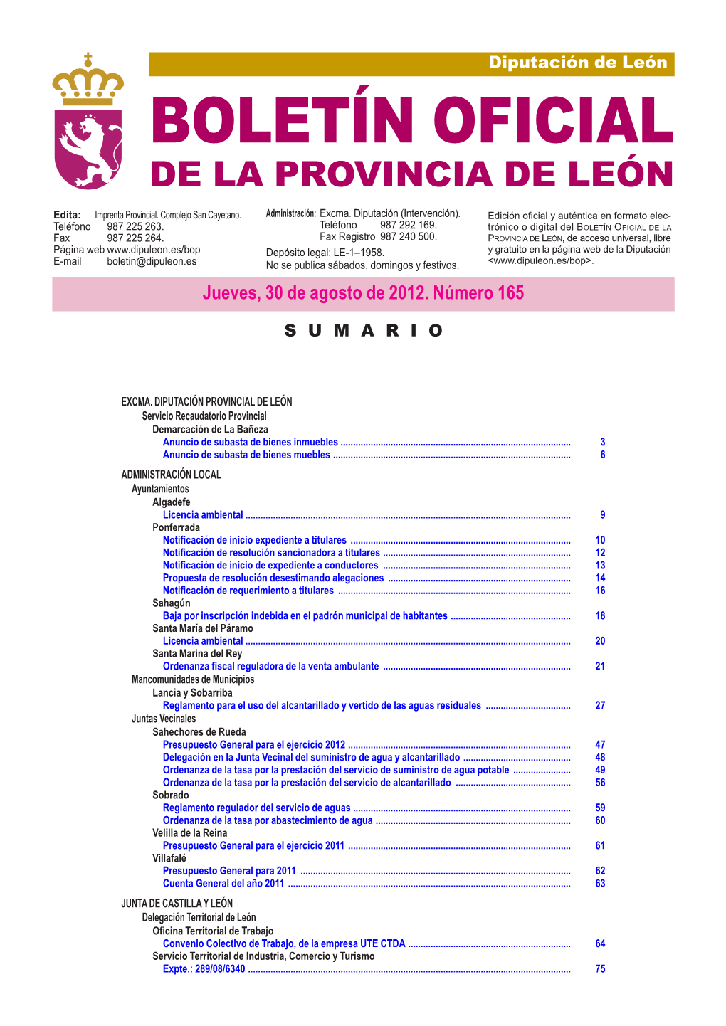 Boletín Oficial De La Provincia De León