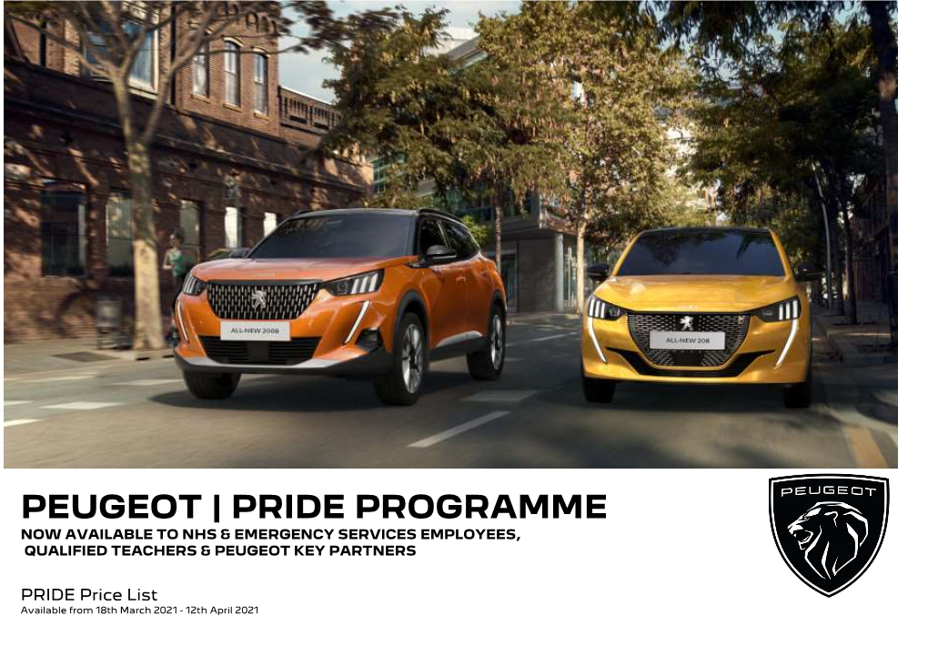 Peugeot | Pride Programme Now Available to Nhs & Emergency Services Employees, Qualified Teachers & Peugeot Key Partners