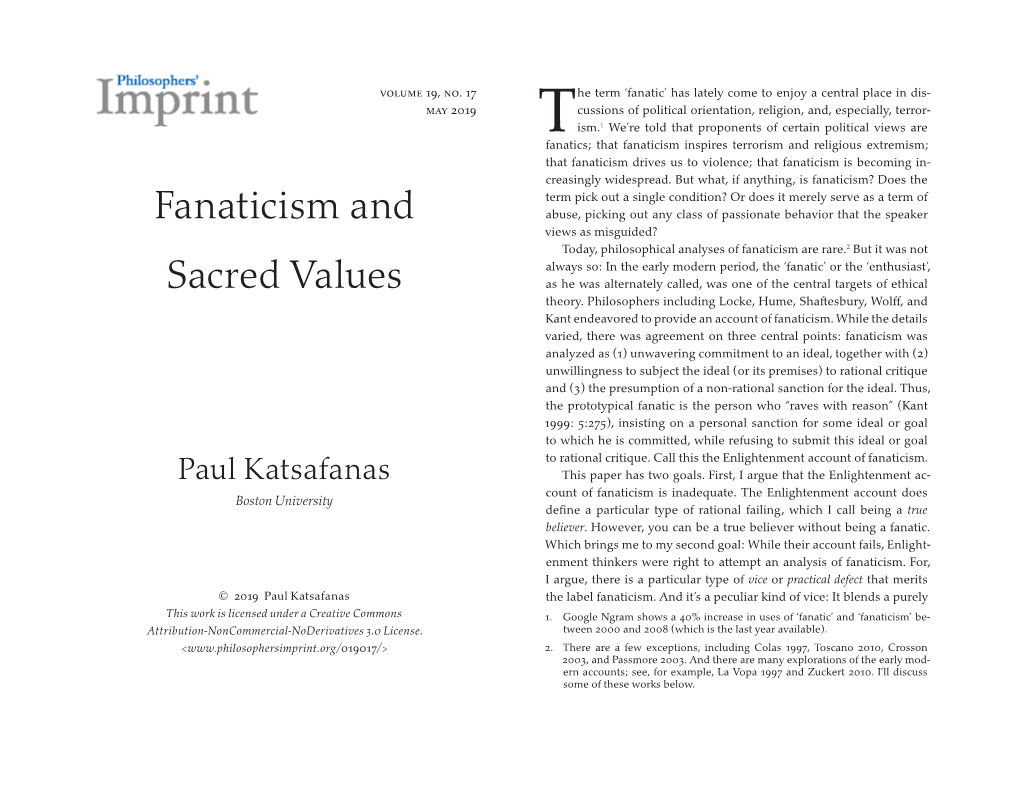 Fanaticism and Sacred Values