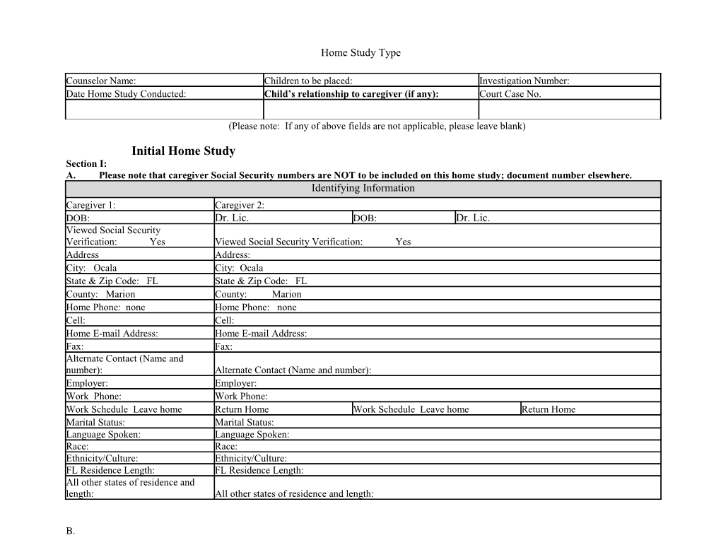 Adoption Homestudy/Foster Parent Conversion