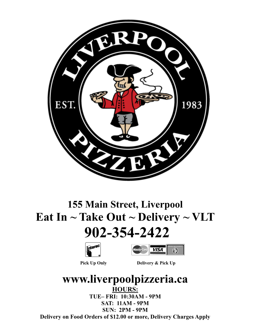 Liverpool Pizzeria Menu 2017