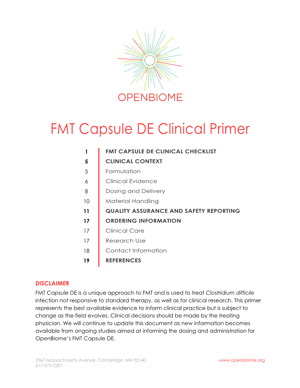 FMT Capsule DE Clinical Primer