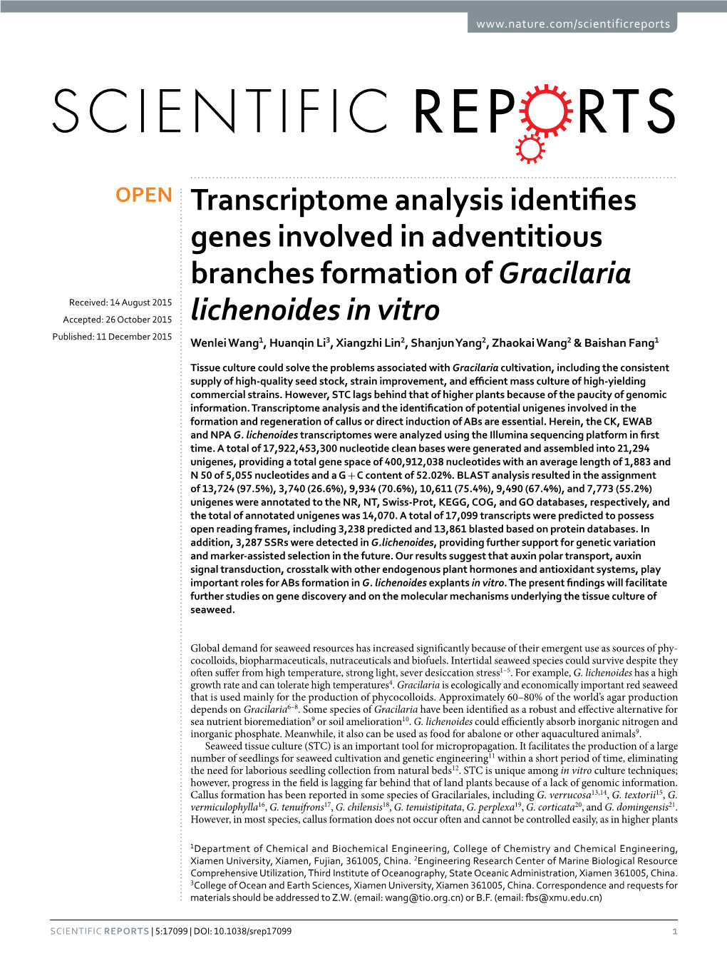 Transcriptome Analysis Identifies Genes Involved in Adventitious