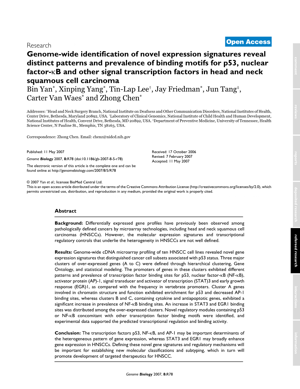 Genome-Wide Identification of Novel Expression Signatures Reveal