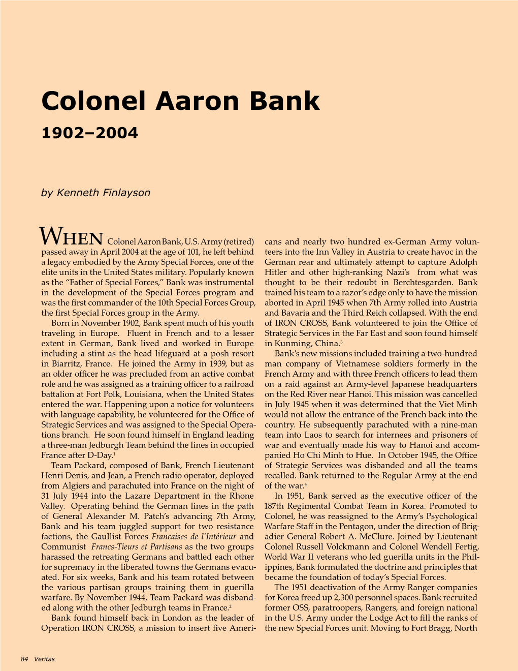 Colonel Aaron Bank 1902–2004