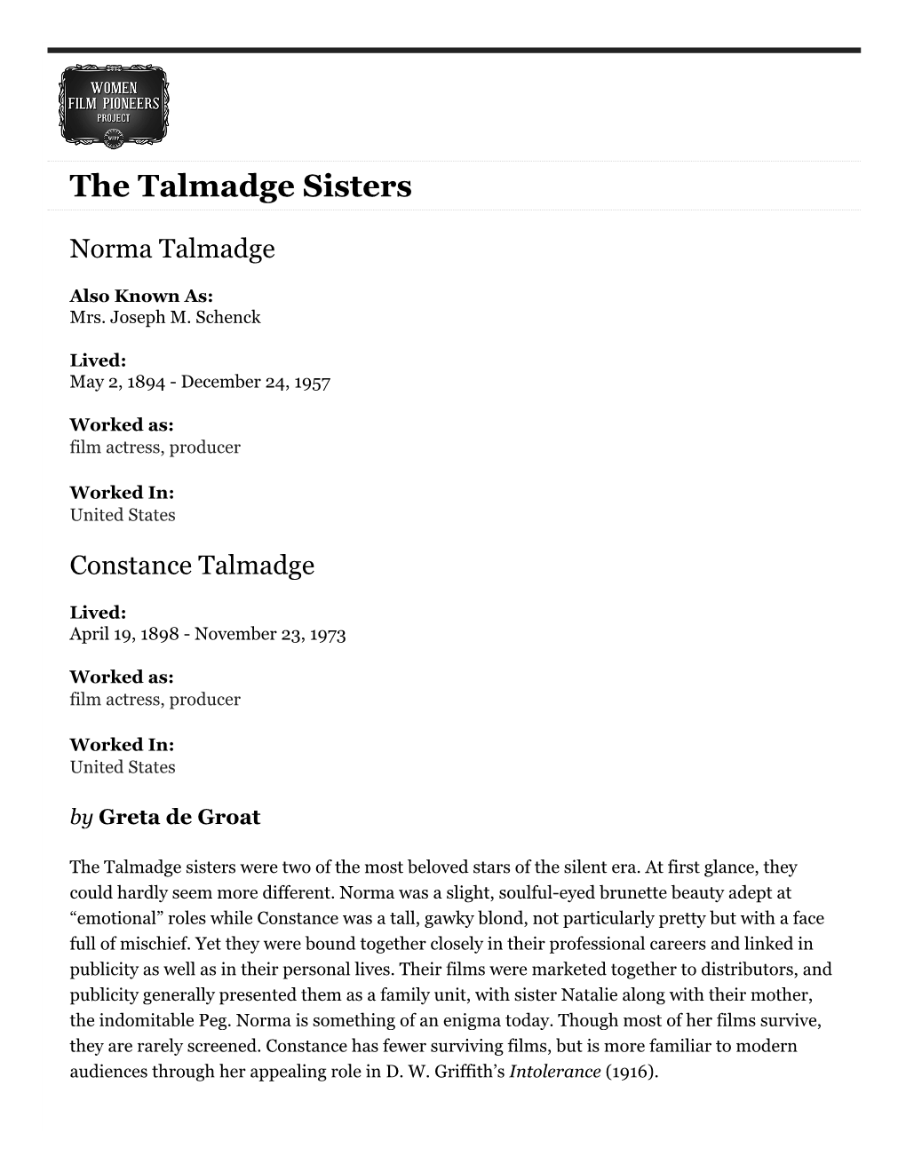 The Talmadge Sisters