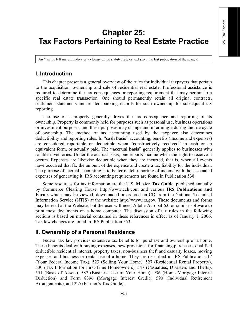 Tax Factors Pertaining to Real Estate Practice 25