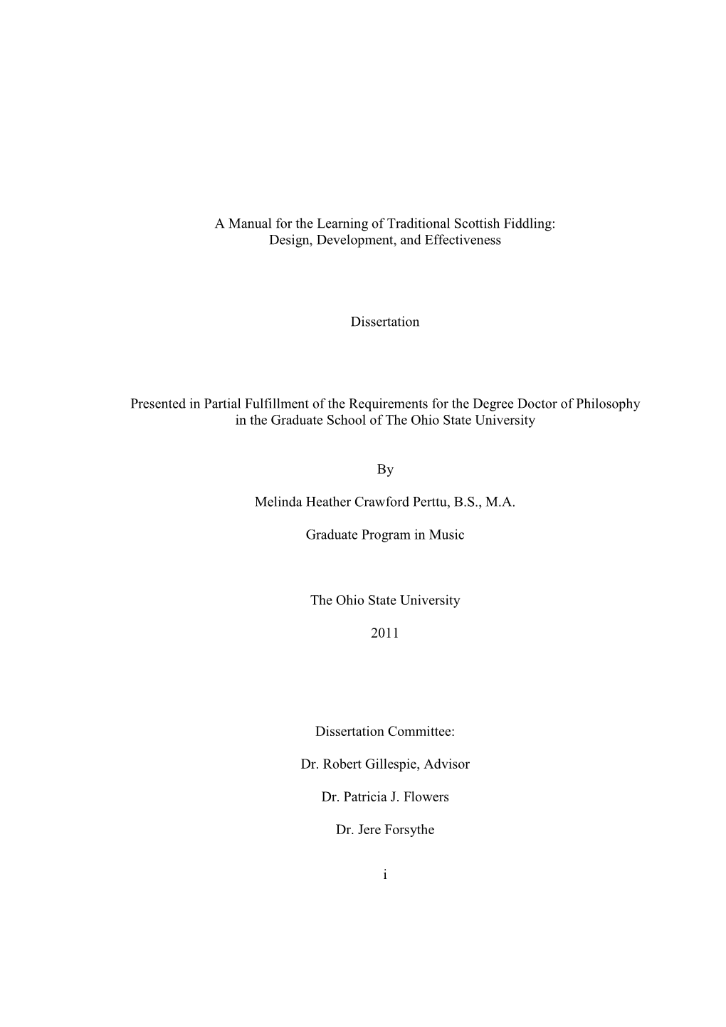 A Manual for the Learning of Traditional Scottish Fiddling: Design, Development, and Effectiveness