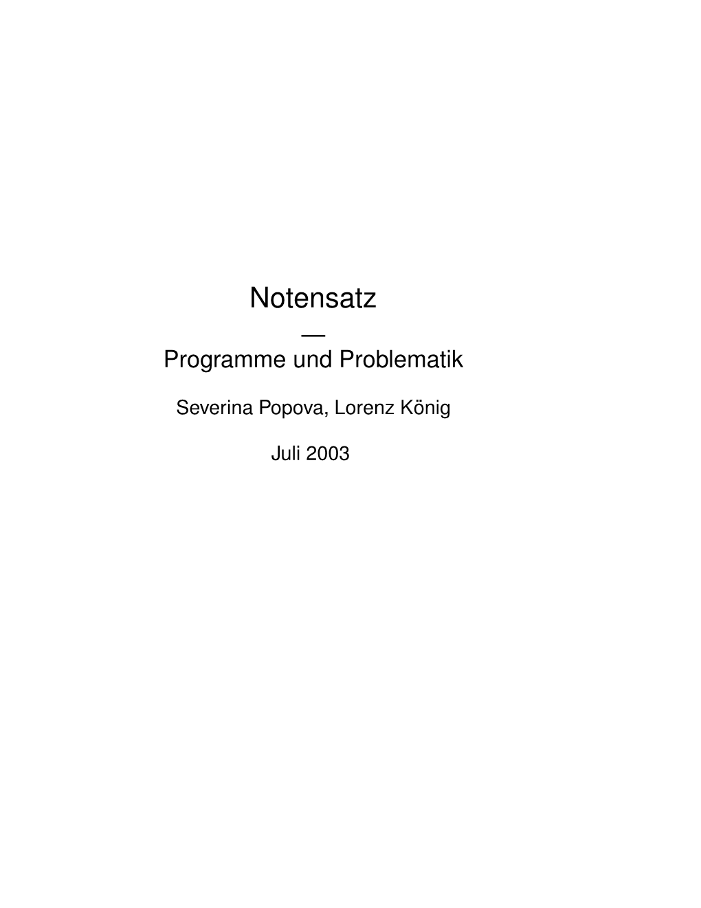 Notensatz — Programme Und Problematik