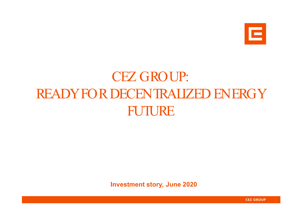 Cez Group: Ready for Decentralized Energy Future