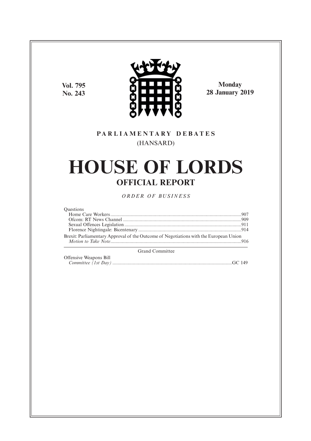 House of Lords Official Report