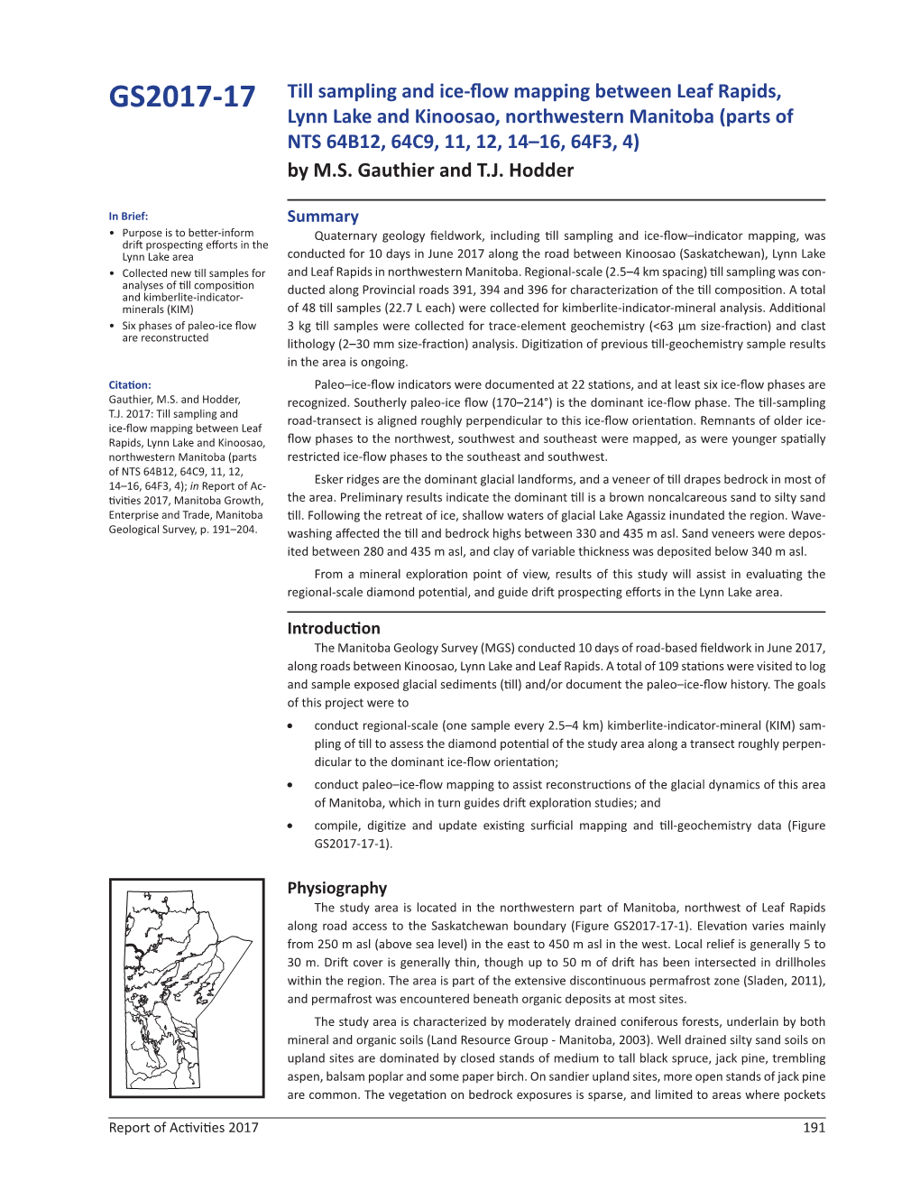 GS2017-17: Till Sampling and Ice-Flow Mapping Between Leaf