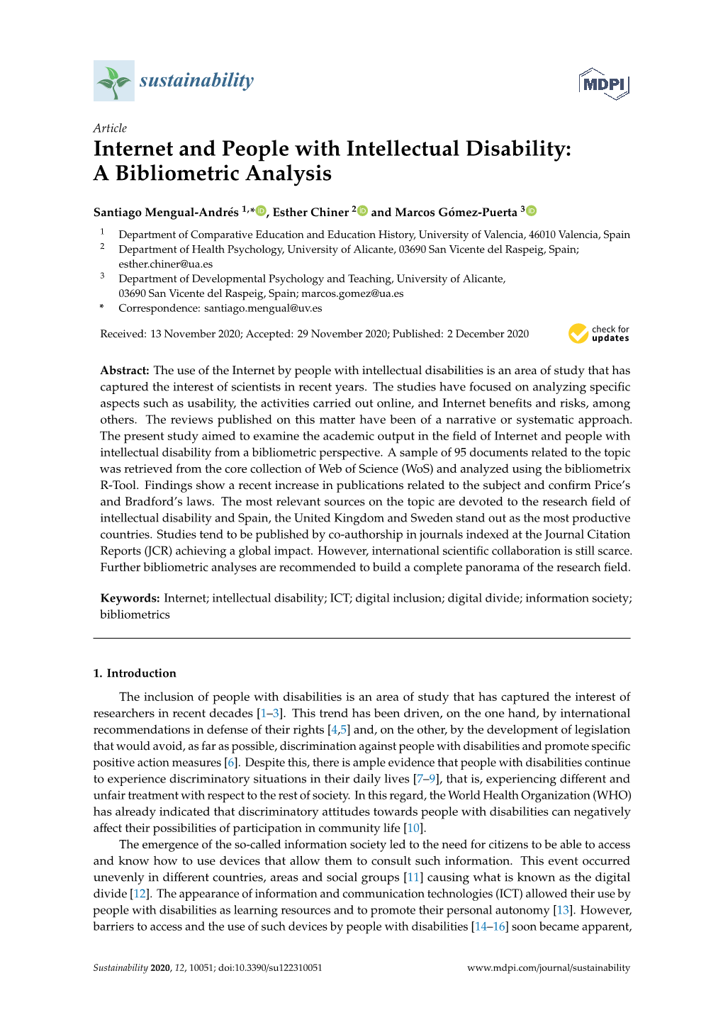 Internet and People with Intellectual Disability: a Bibliometric Analysis