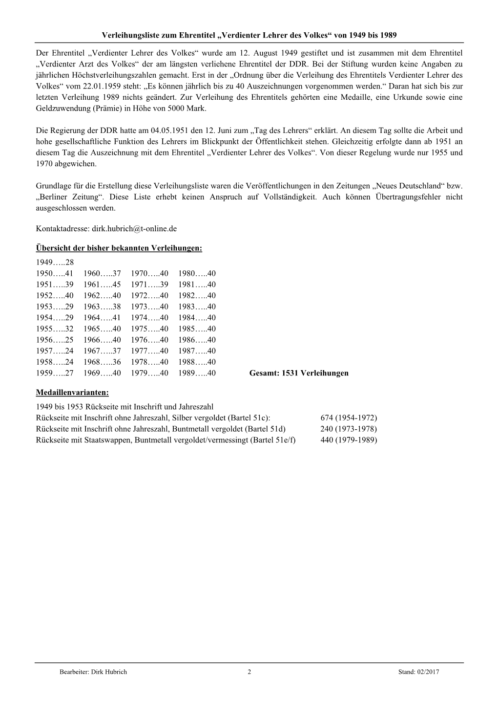 Verdienter Lehrer Des Volkes“ Von 1949 Bis 1989