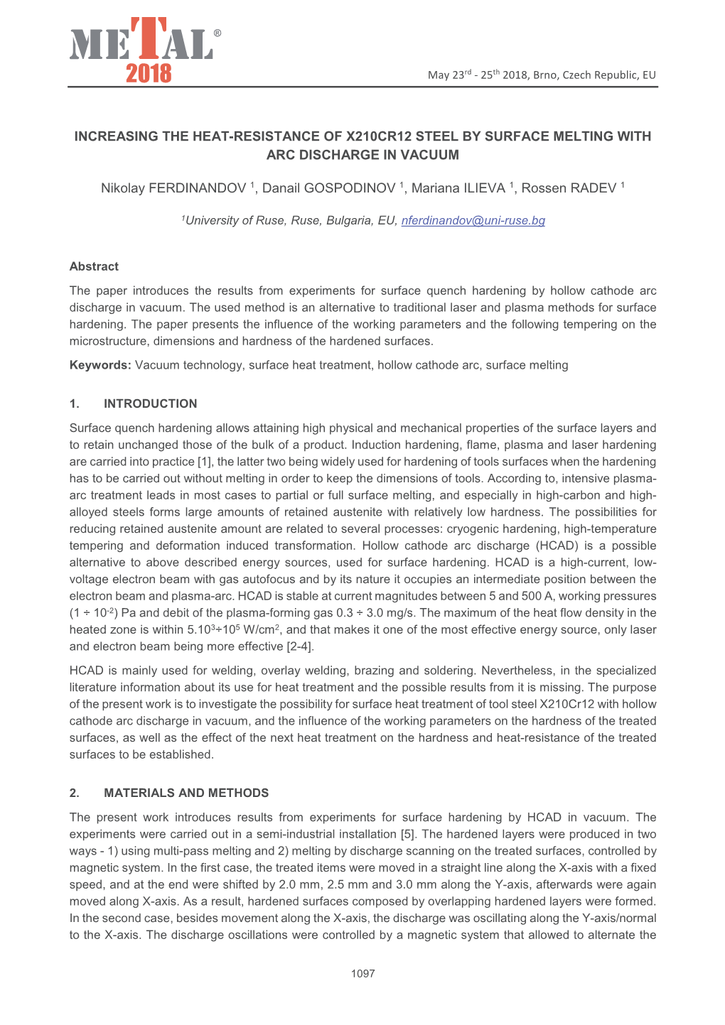 Increasing the Heat-Resistance of X210cr12 Steel by Surface Melting with Arc Discharge in Vacuum