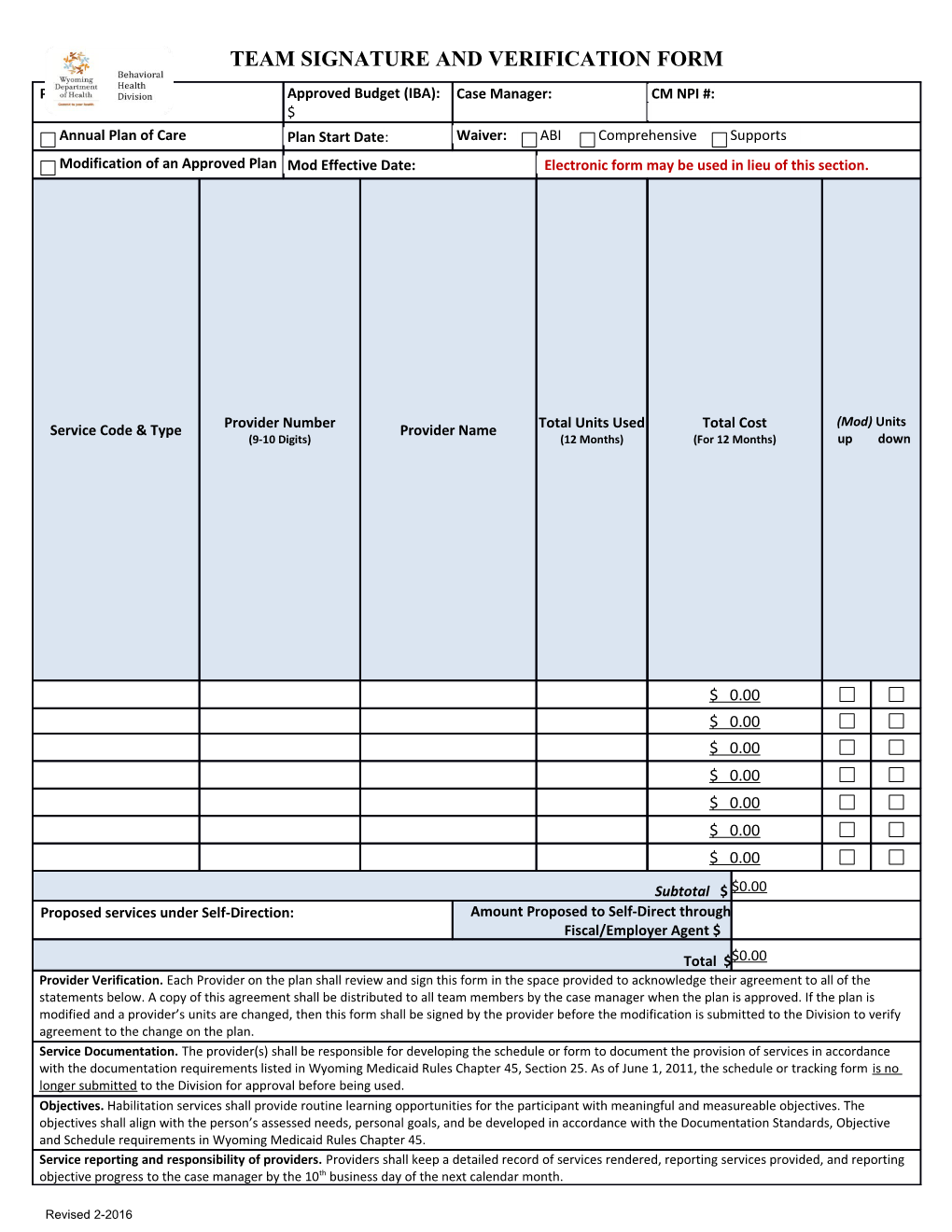 Proposed Services Under Self-Direction