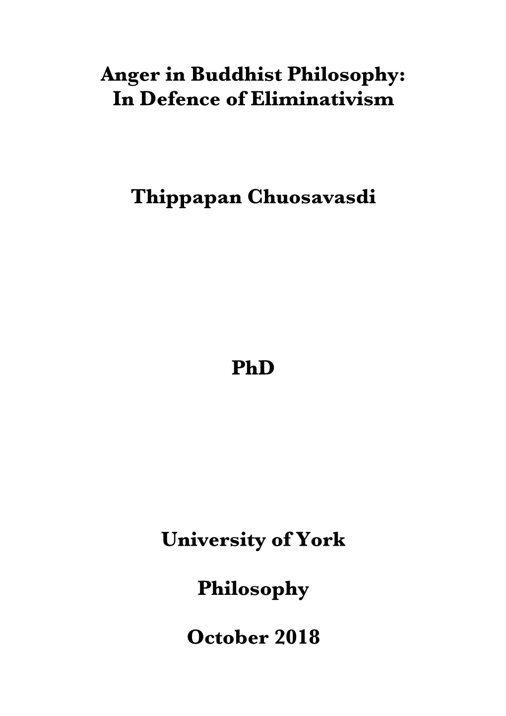 Anger in Buddhist Philosophy: in Defence of Eliminativism