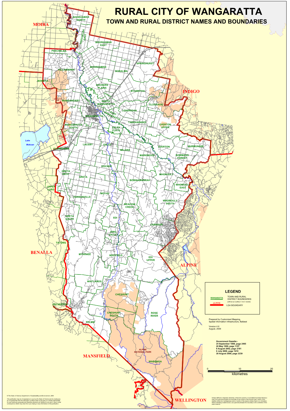 Rural City of Wangaratta Boorhaman North Moira Town and Rural District Names and Boundaries