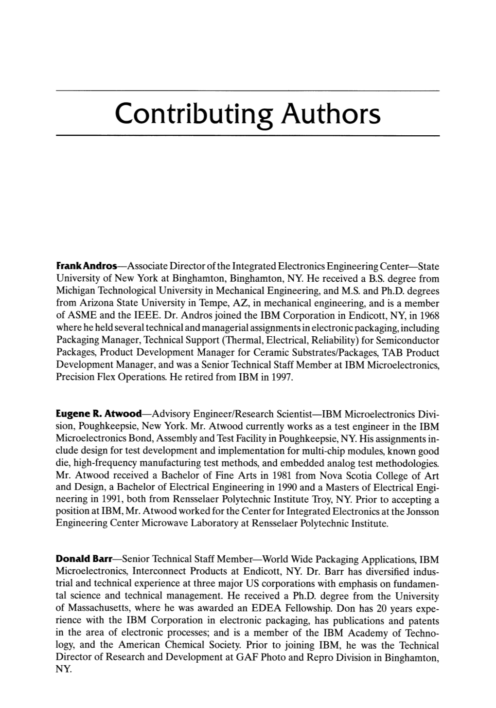 Contributing Authors