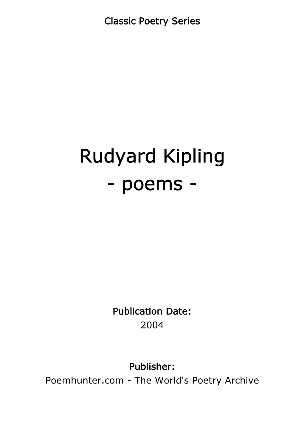 Rudyard Kipling - Poems