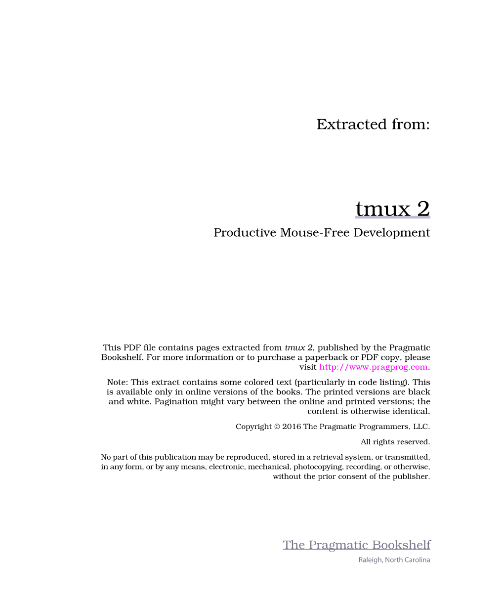 Tmux 2 Productive Mouse-Free Development