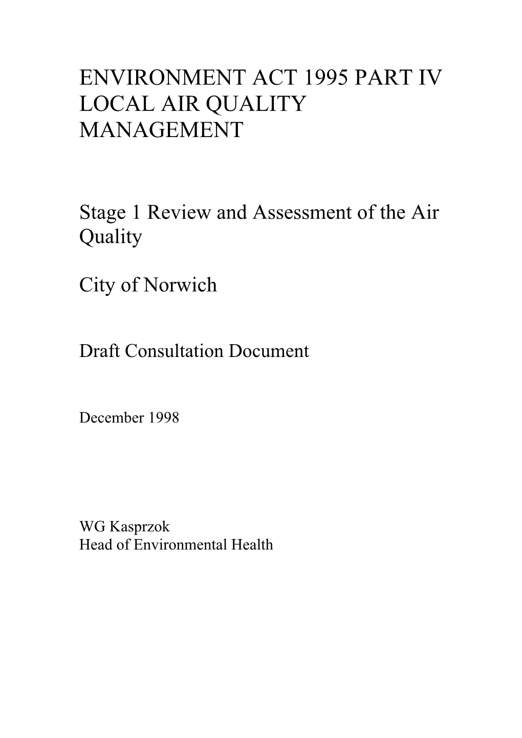 Environment Act 1995 Part Iv Local Air Quality Management