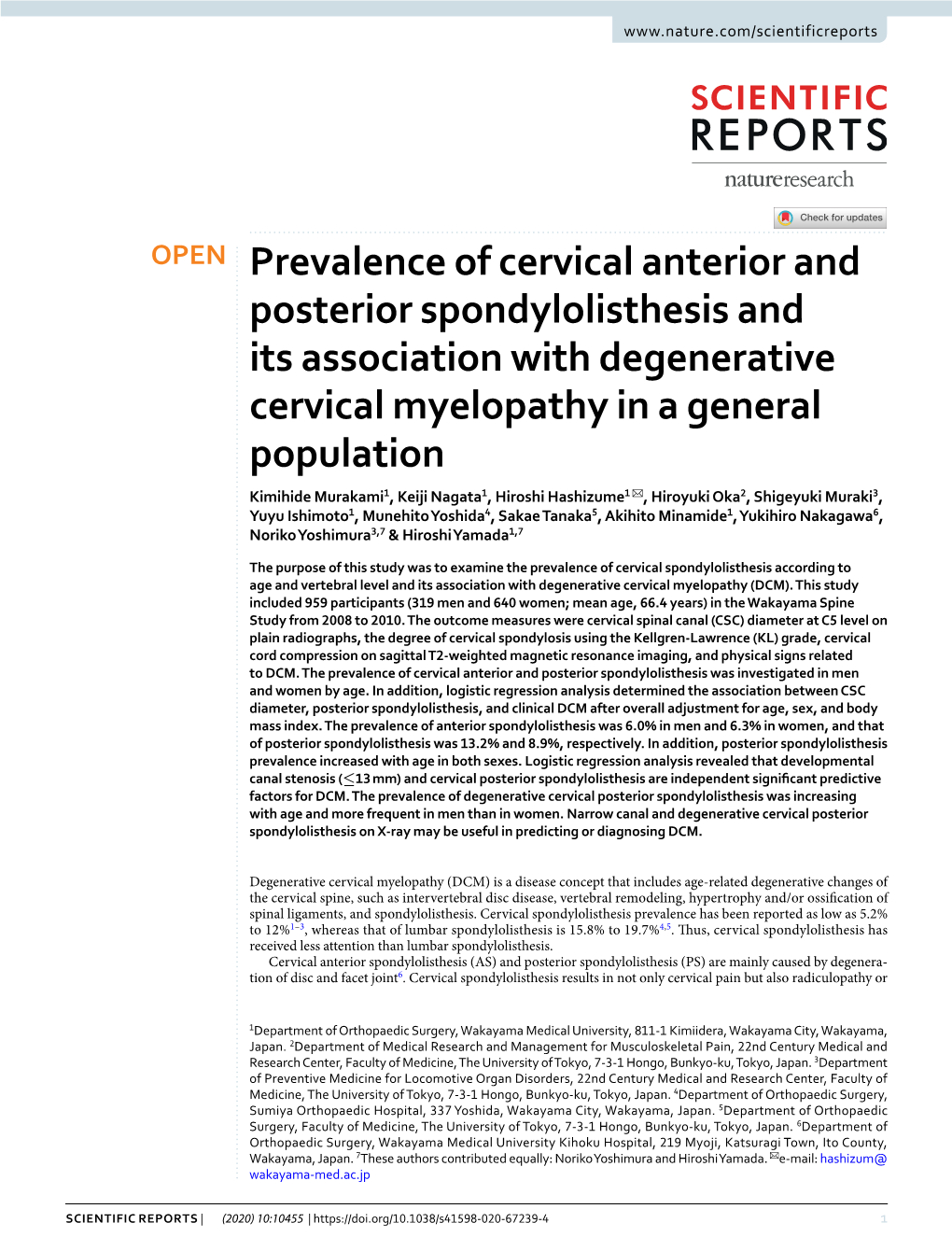 Prevalence of Cervical Anterior and Posterior Spondylolisthesis and Its