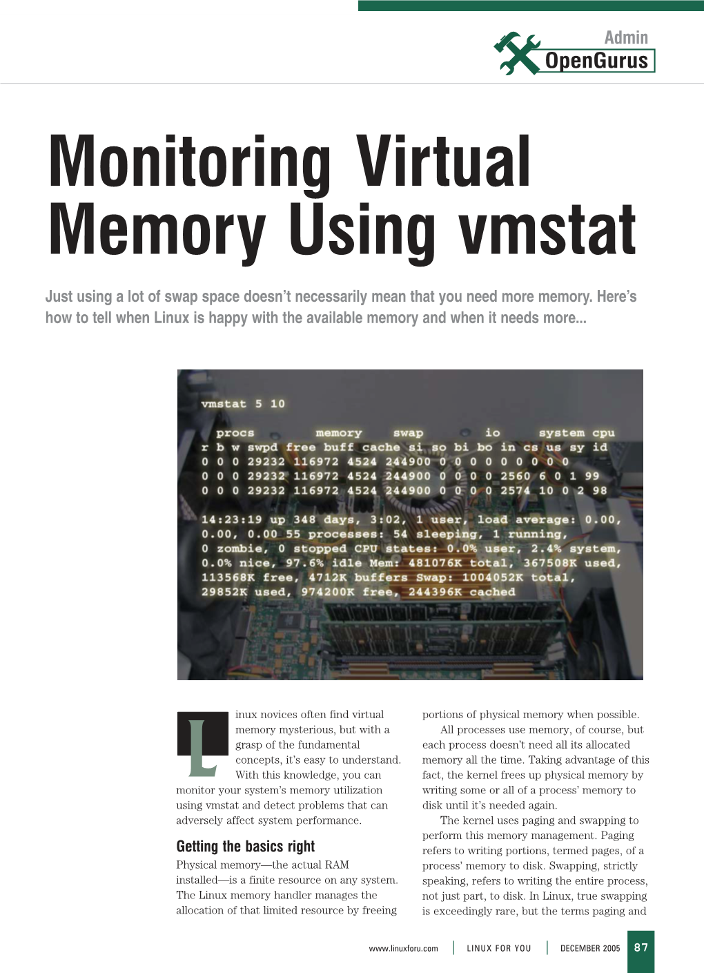 Monitoring Virtual Memory Using Vmstat