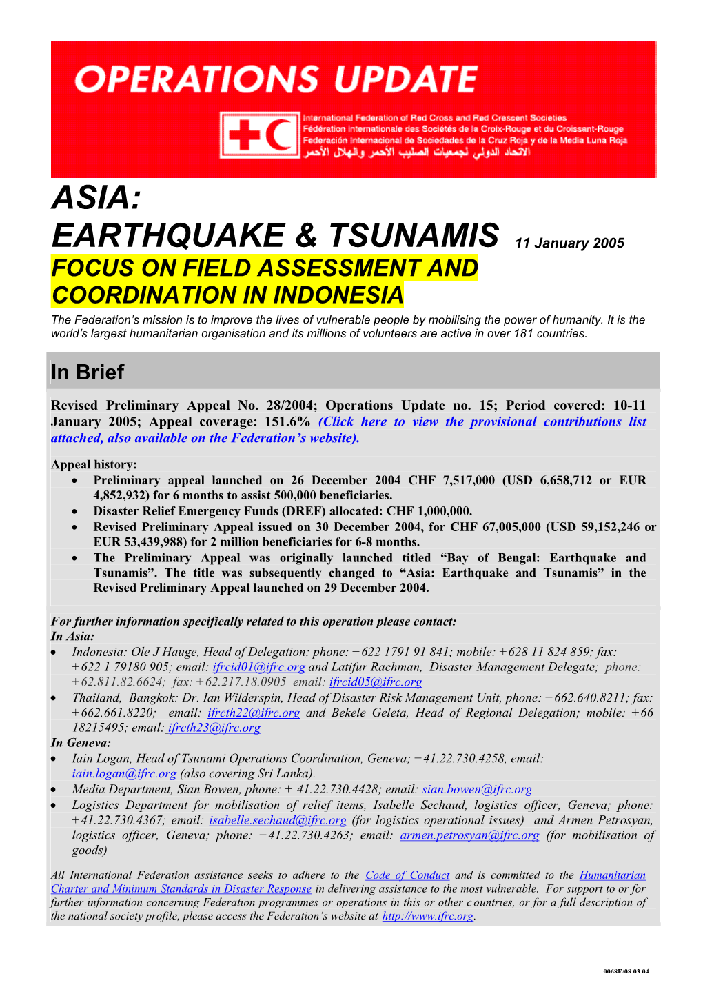 Asia: Earthquake & Tsunamis