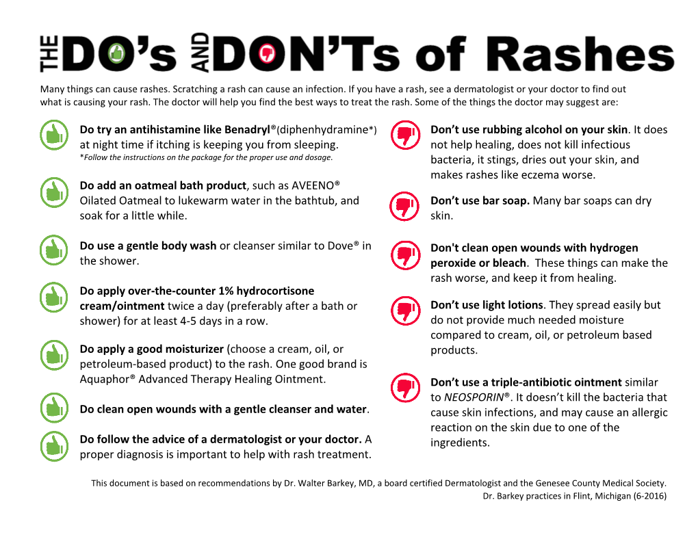 Do's and Don'ts of Rashes