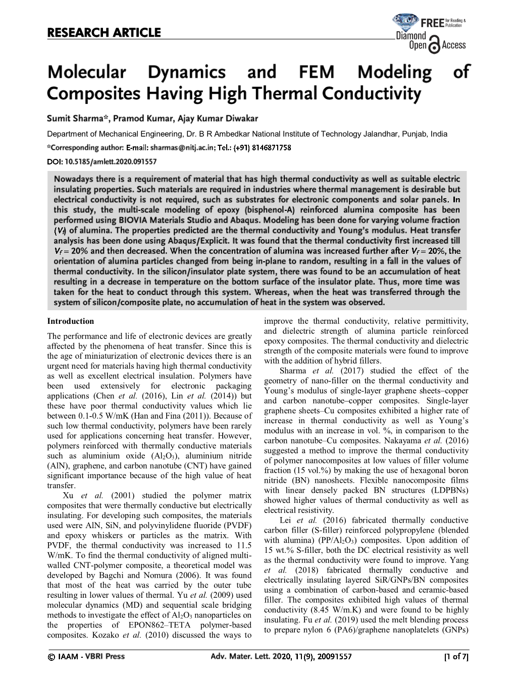 Molecular Dynamics and FEM Modeling of Composites Having