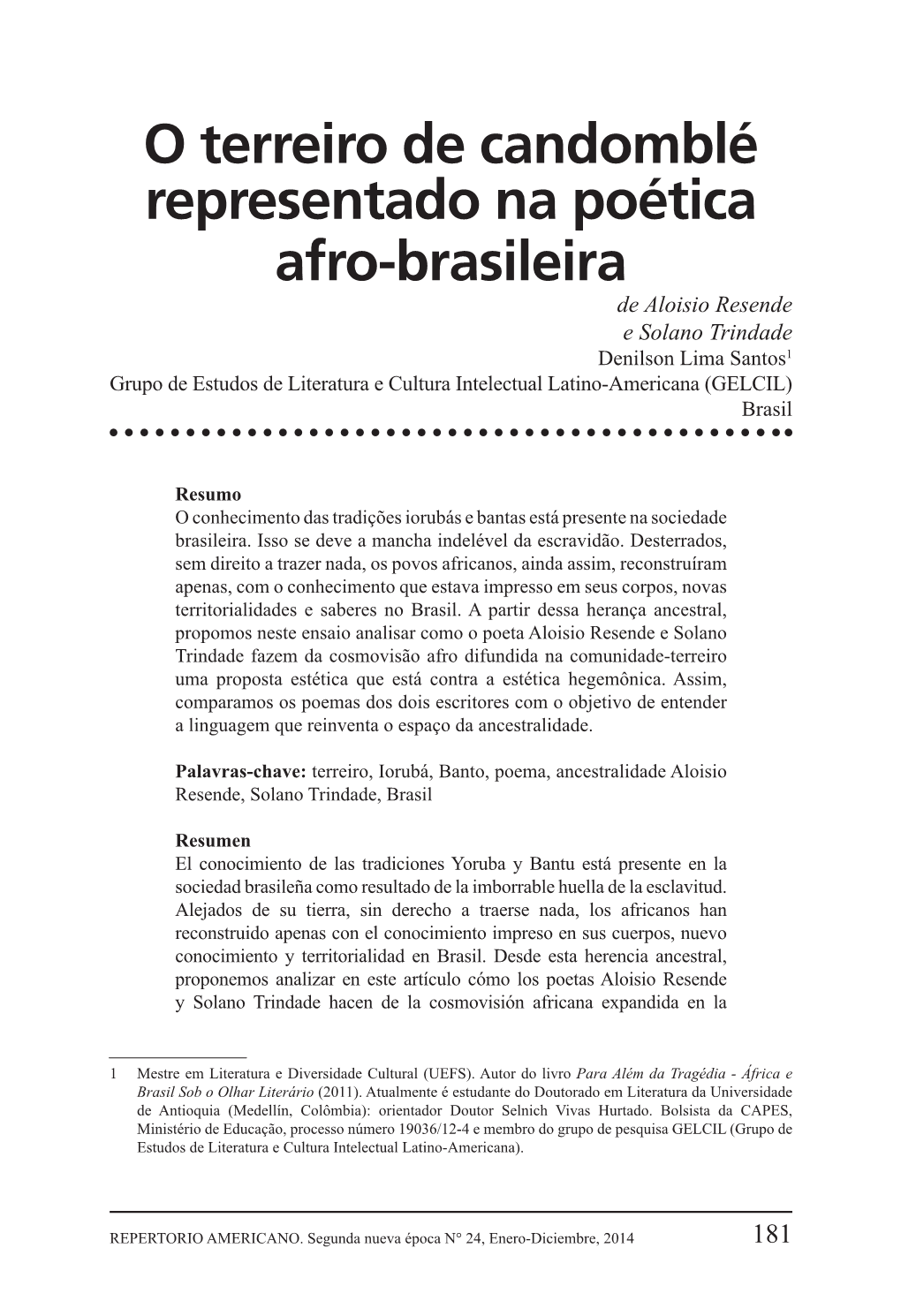 O Terreiro De Candomblé Representado Na Poética Afro-Brasileira