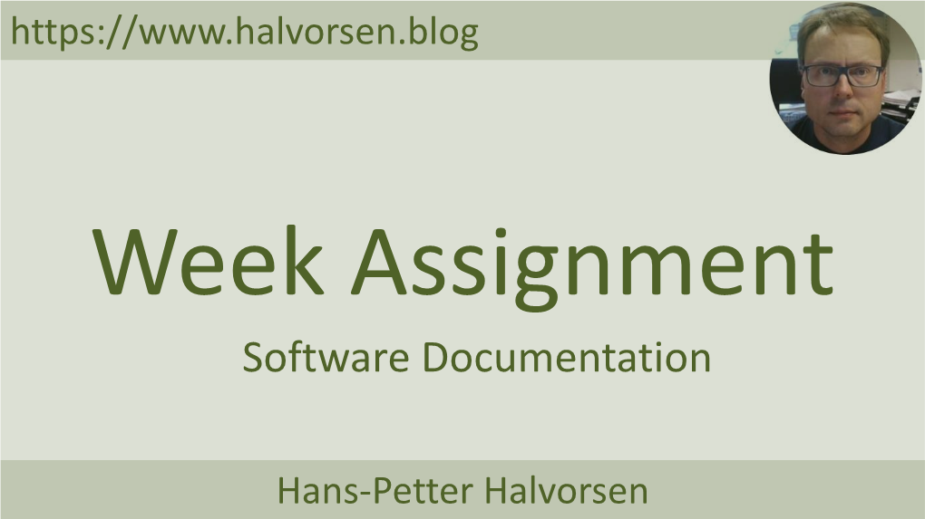 Software Documentation Week Assignment