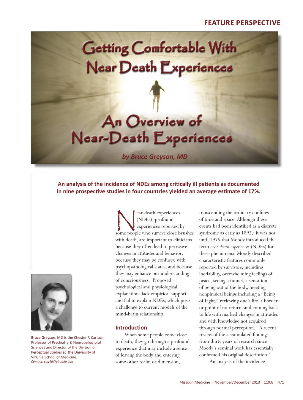 An Overview of Near-Death Experiences by Bruce Greyson, MD