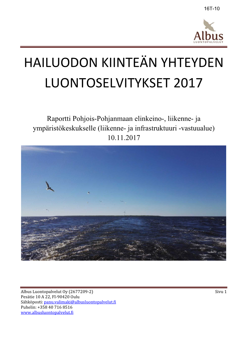 Hailuodon Kiinteän Yhteyden Luontoselvitykset 2017