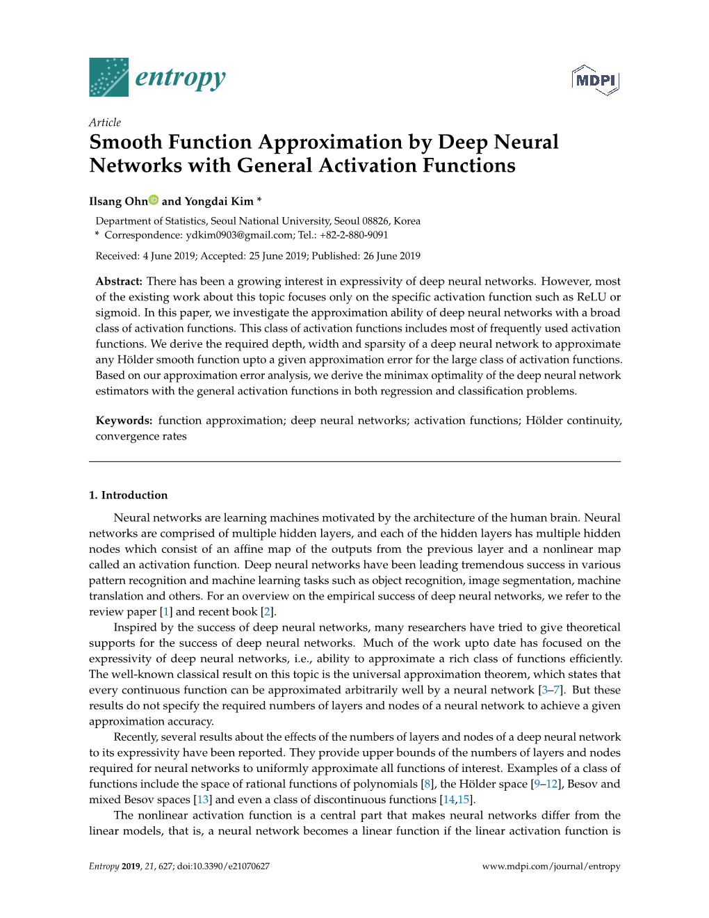 Smooth Function Approximation by Deep Neural Networks with General Activation Functions