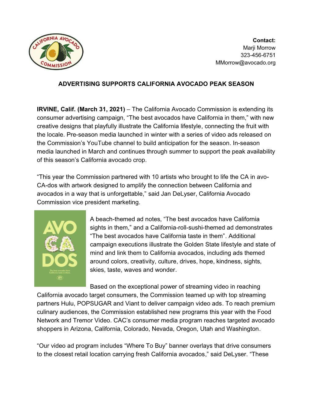 The California Avocado Commission Is