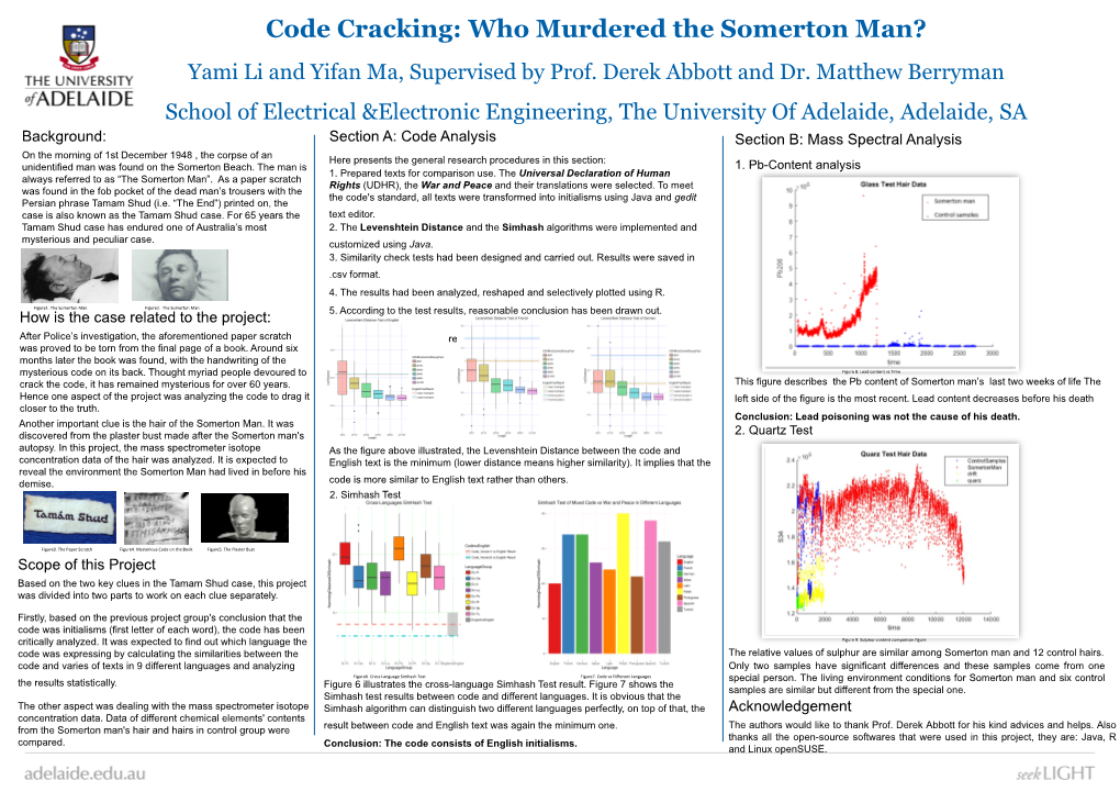 Who Murdered the Somerton Man? Yami Li and Yifan Ma, Supervised by Prof