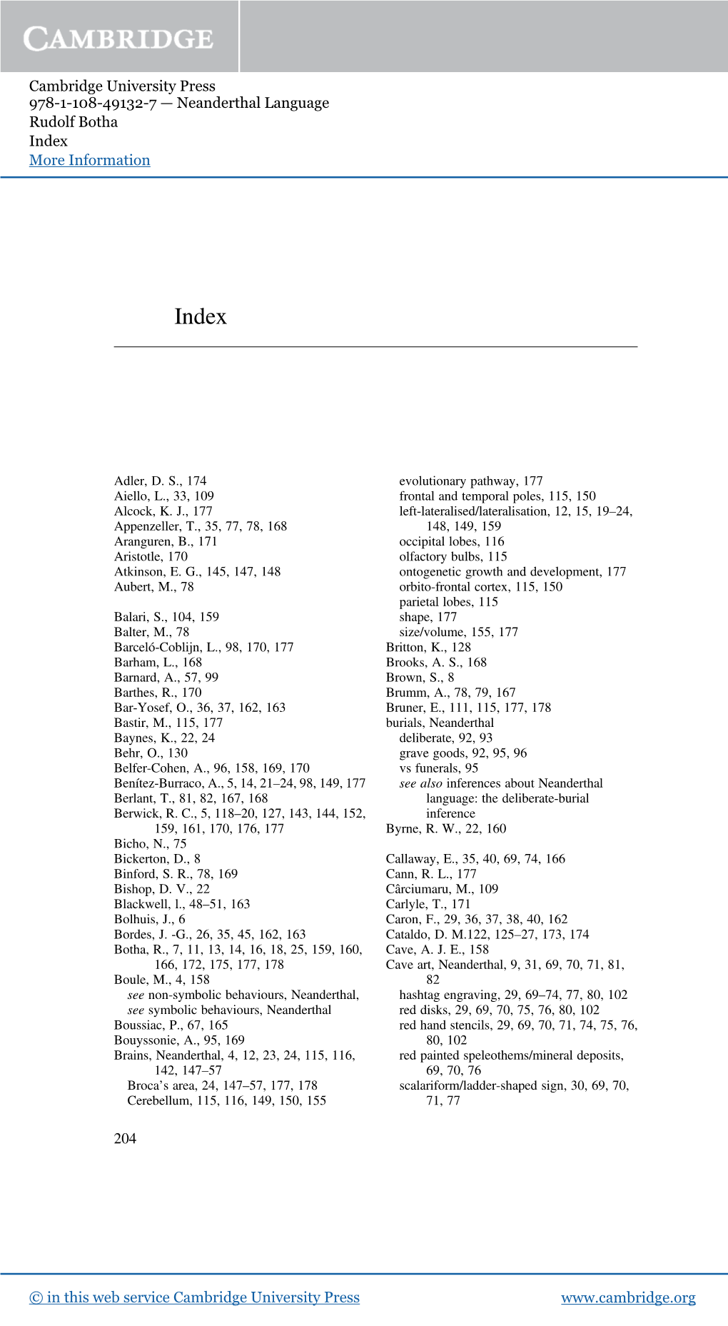 Neanderthal Language Rudolf Botha Index More Information Www