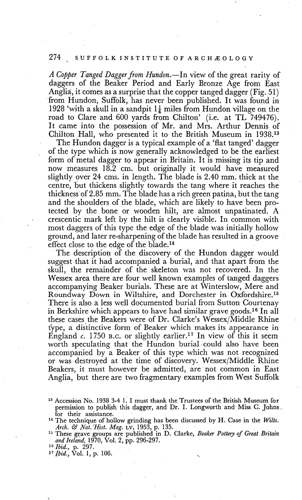 A Copper Tanged Dagger from Hundon N. Moore