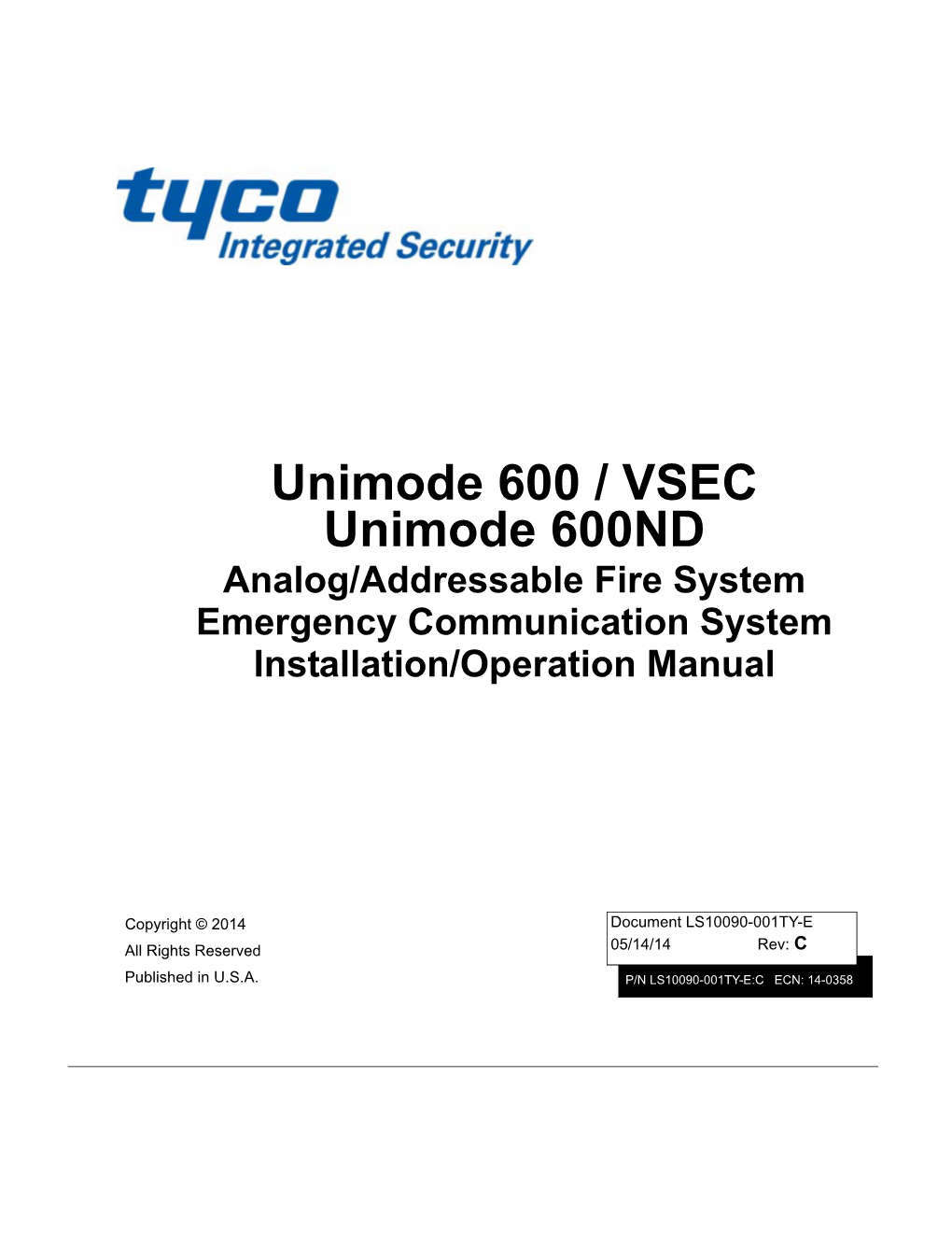 Unimode-600VSEC Manual
