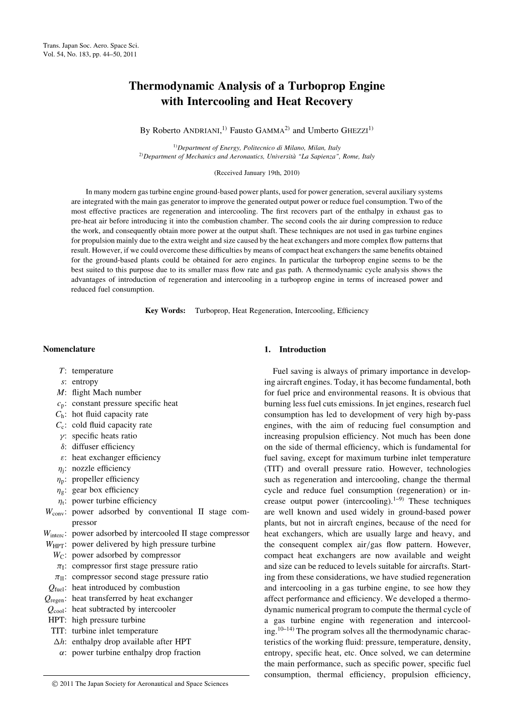 Thermodynamic Analysis of a Turboprop Engine with Intercooling and Heat Recovery