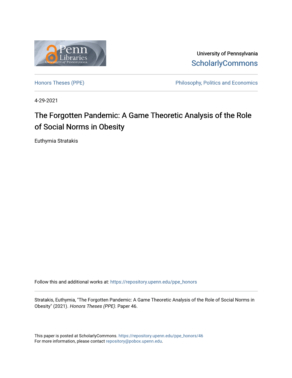 The Forgotten Pandemic: a Game Theoretic Analysis of the Role of Social Norms in Obesity