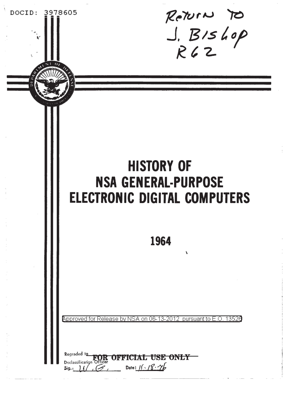 History of NSA General Purpose Electronic Digital Computers