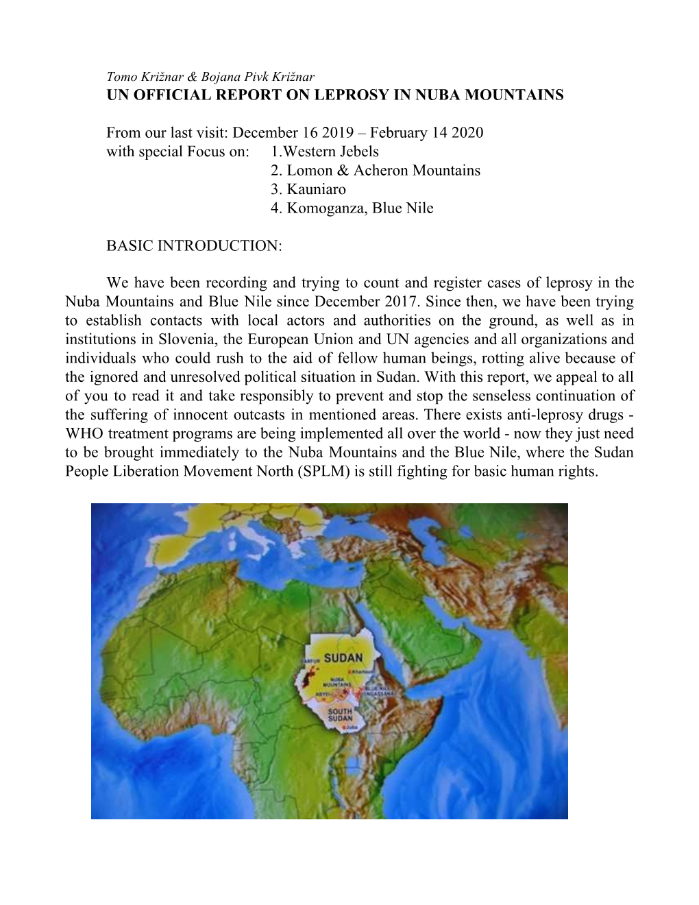 UN OFFICIAL REPORT on LEPROSY in NUBA MOUNTAINS from Our Last Visit: December 16 2019 – February 14 2020 with Special Focus On