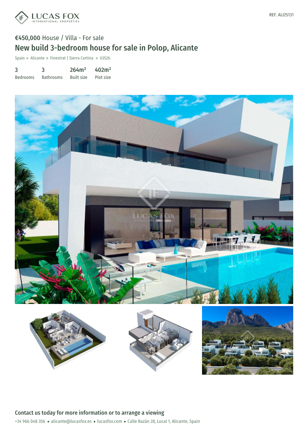 New Build 3-Bedroom House for Sale in Polop, Alicante Spain » Alicante » Finestrat | Sierra Cortina » 03520