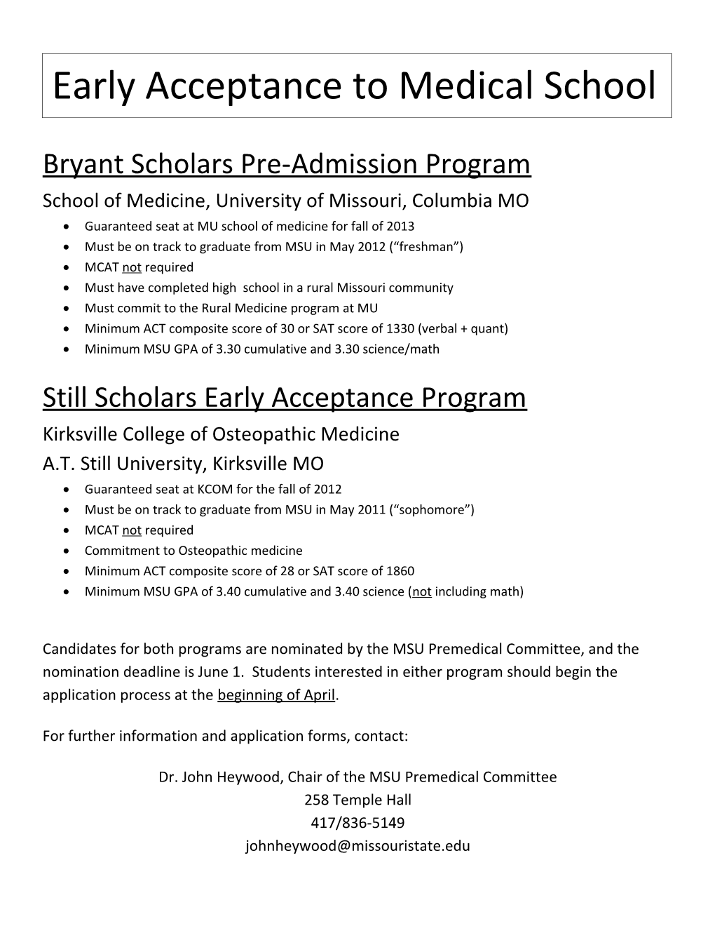 Bryant Scholars Pre-Admission Program